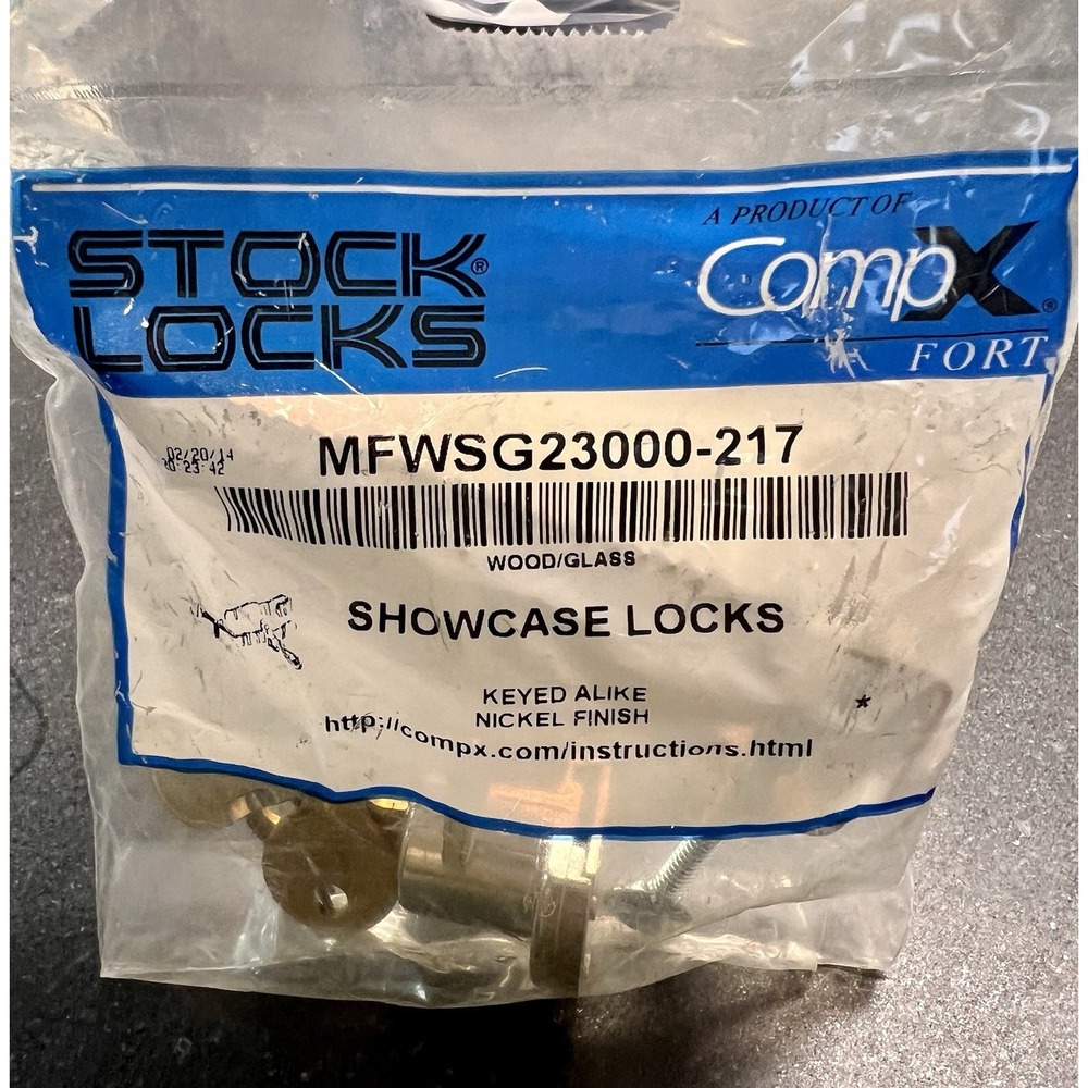 Compx Fort MFWSG23000-217 Showcase Lock for Wood or Glass Nickel‎ Finish